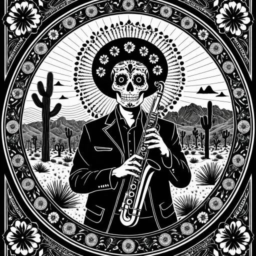 Day of the Dead Skeleton Musician Illustration