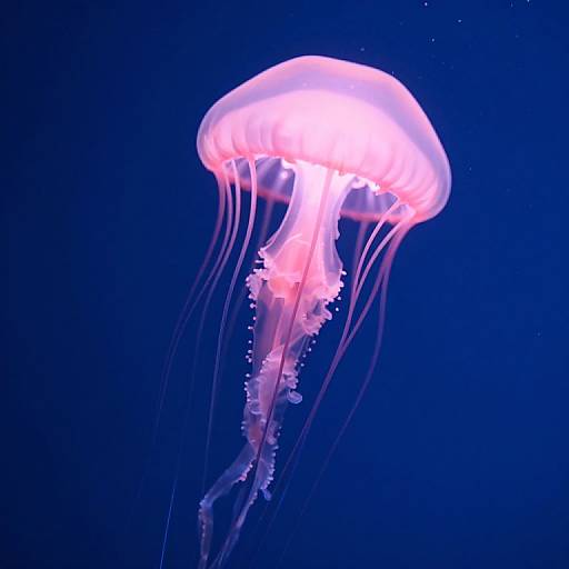 Luminous Pink Jellyfish with Tentacles