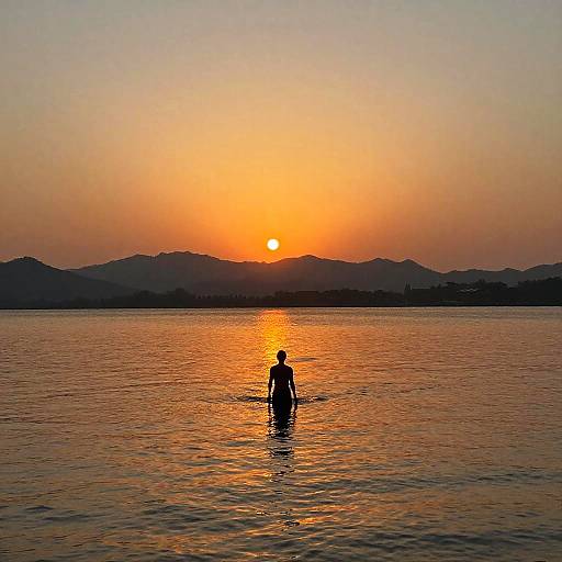 Serene Sunset Over Calm Lake