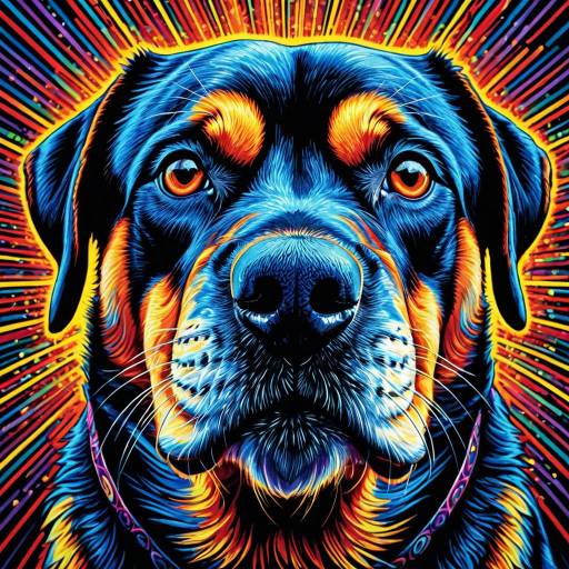 Psychedelic Rottweiler Dog Portrait