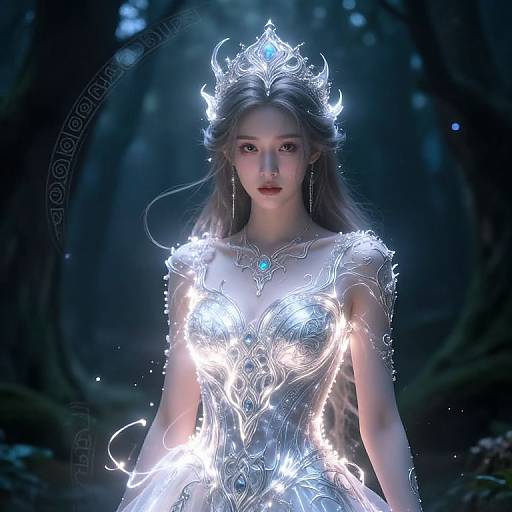 Glowing Magical Wand in Enchanted Forest