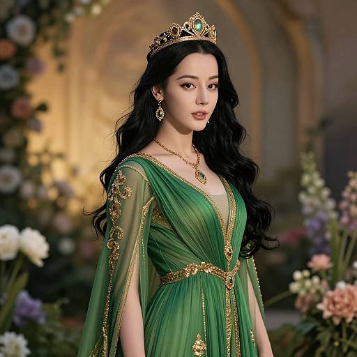Regal Woman in Enchanted Garden