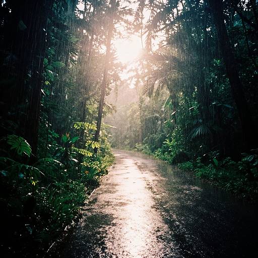 Lush Jungle Wildlife in Rain
