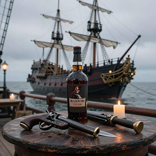 Pirates Enjoying Rum on a Galleon Deck