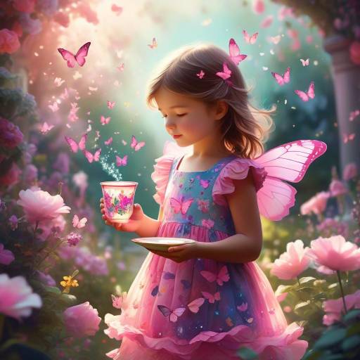 Whimsical Garden with Colorful Child