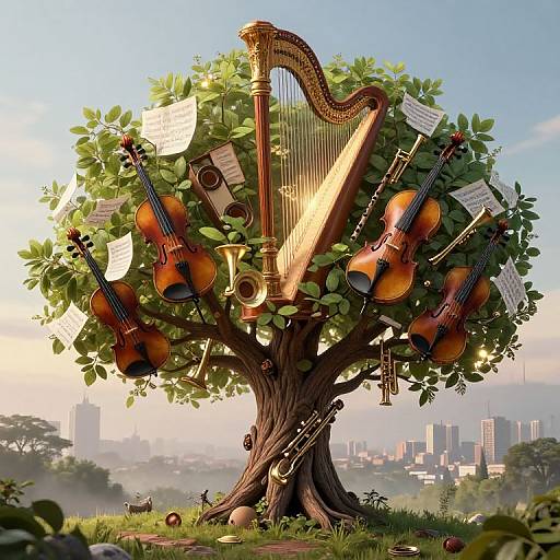 Surreal Musical Instrument Tree