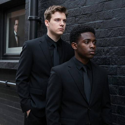 Intense Standoff: Two Men in Suits