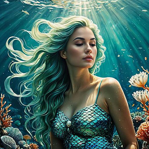 Serene Mermaid Portrait Underwater