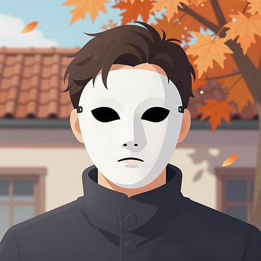 Mysterious Man Amidst Autumn Leaves