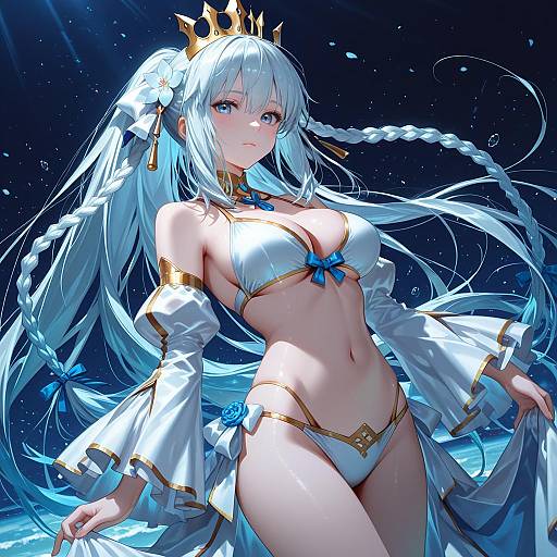 Illustration of Morgan le fay (water princess) (fate), fate/grand order in the style of Yamakawa