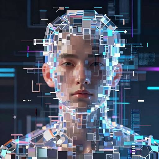 Digital Mosaic to Crystal Portrait