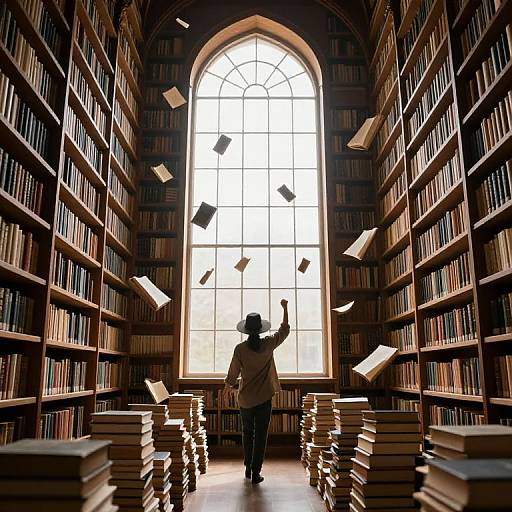 Enchanted Library with Dancing Books