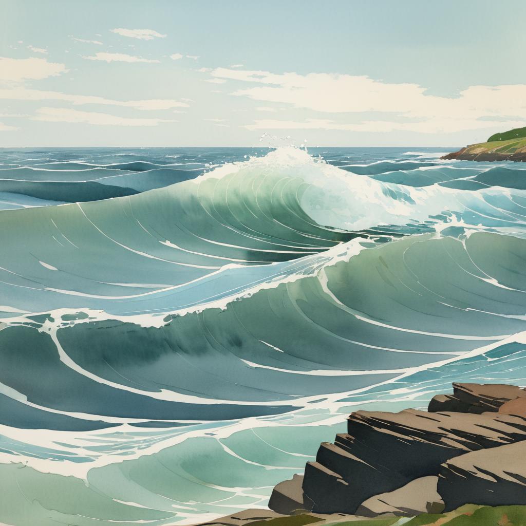 Serene Ocean Waves Inspired by Homer