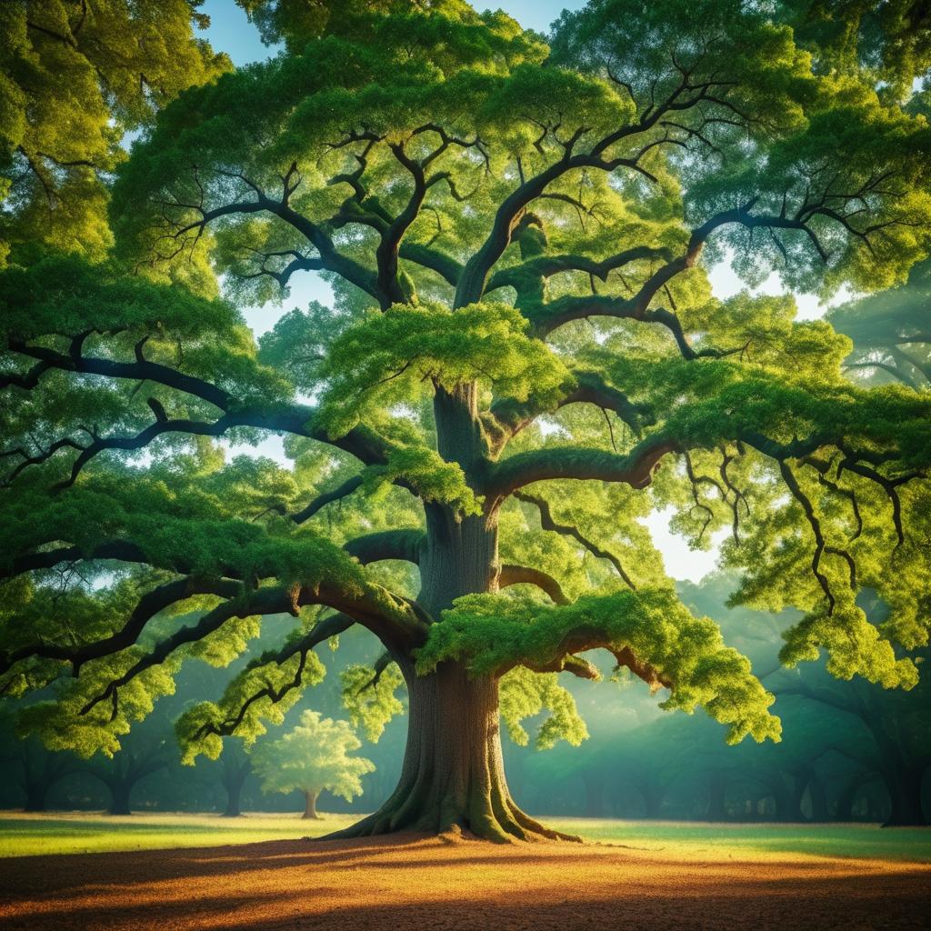 Majestic Oak Tree in Vibrant Forest