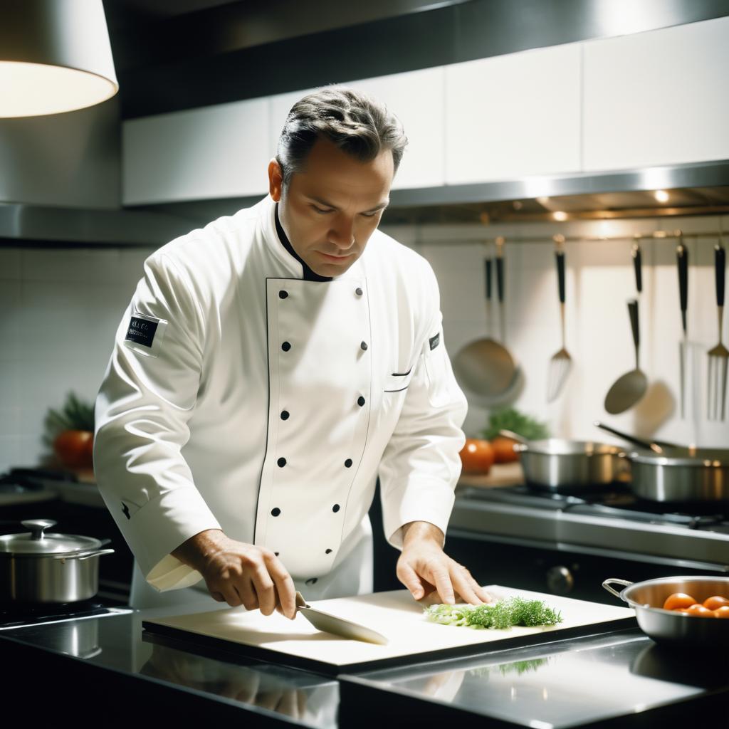 Cinematic Chef in Soft Kitchen Lighting