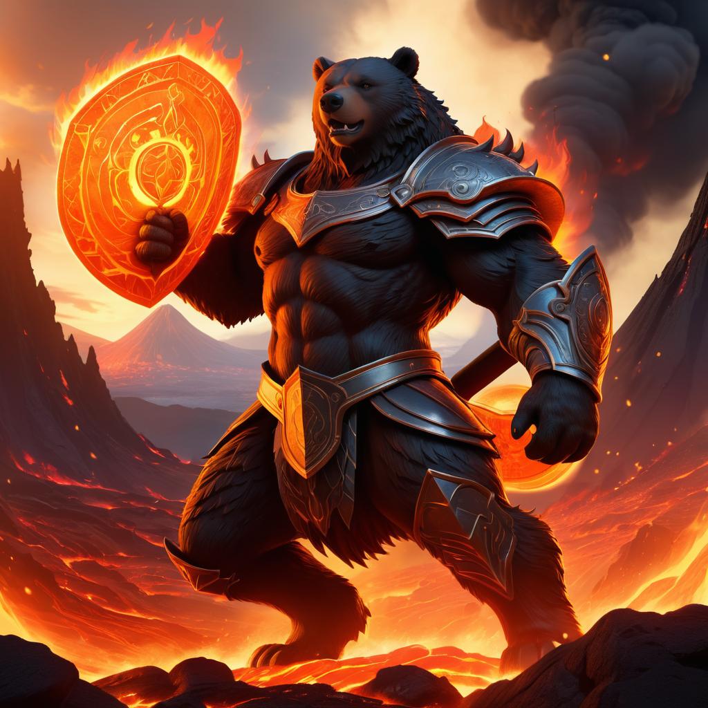 Courageous Centaur-Bear in Volcanic Fury