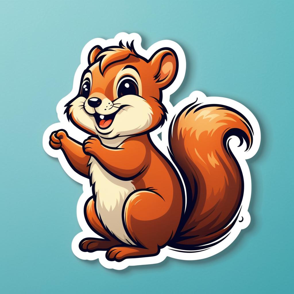 Cheerful Happy Squirrel Sticker Design