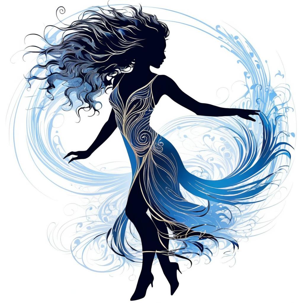 Fluid Fusion Dance Art with Intricate Silhouette