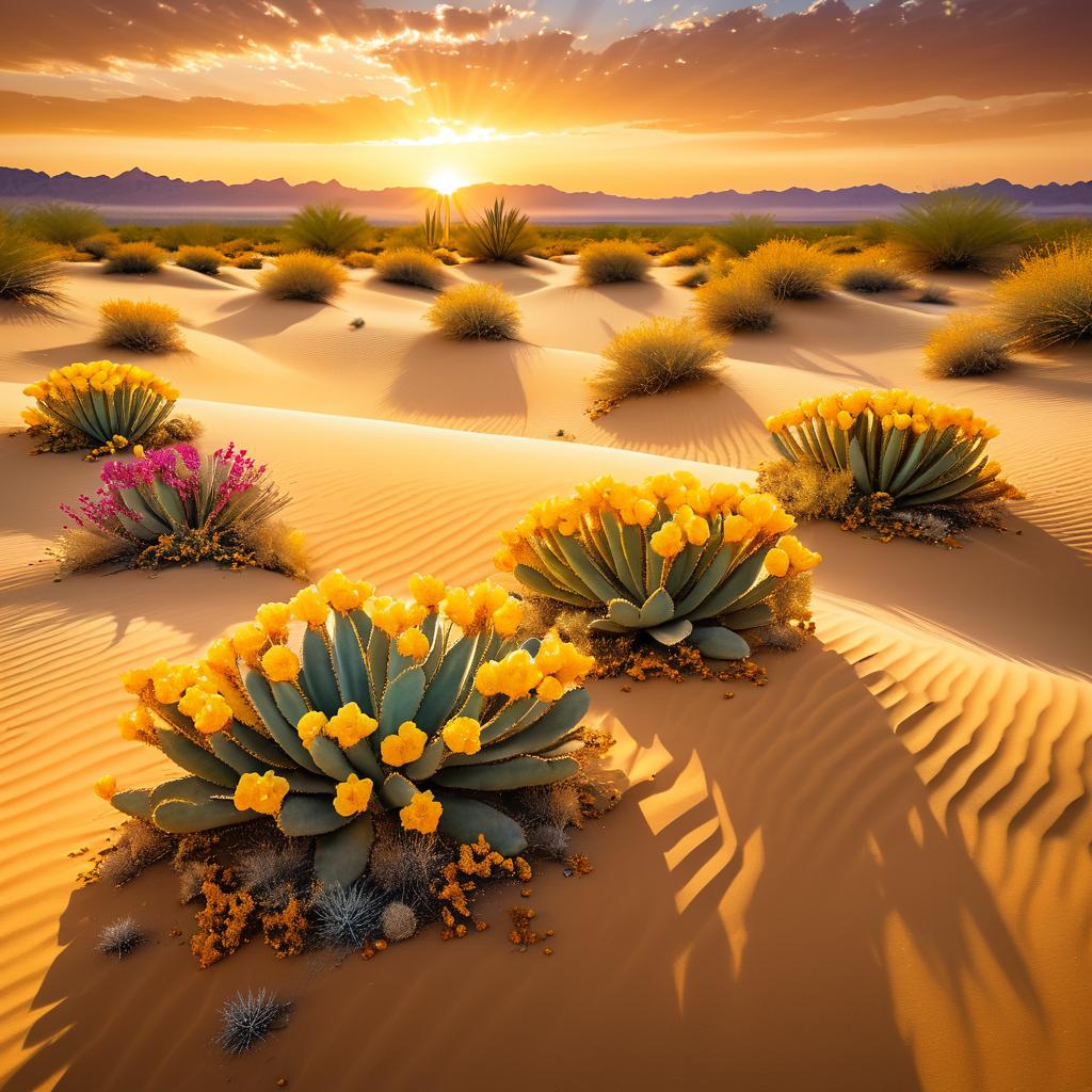 Cactus Jewels in a Golden Desert Sunset