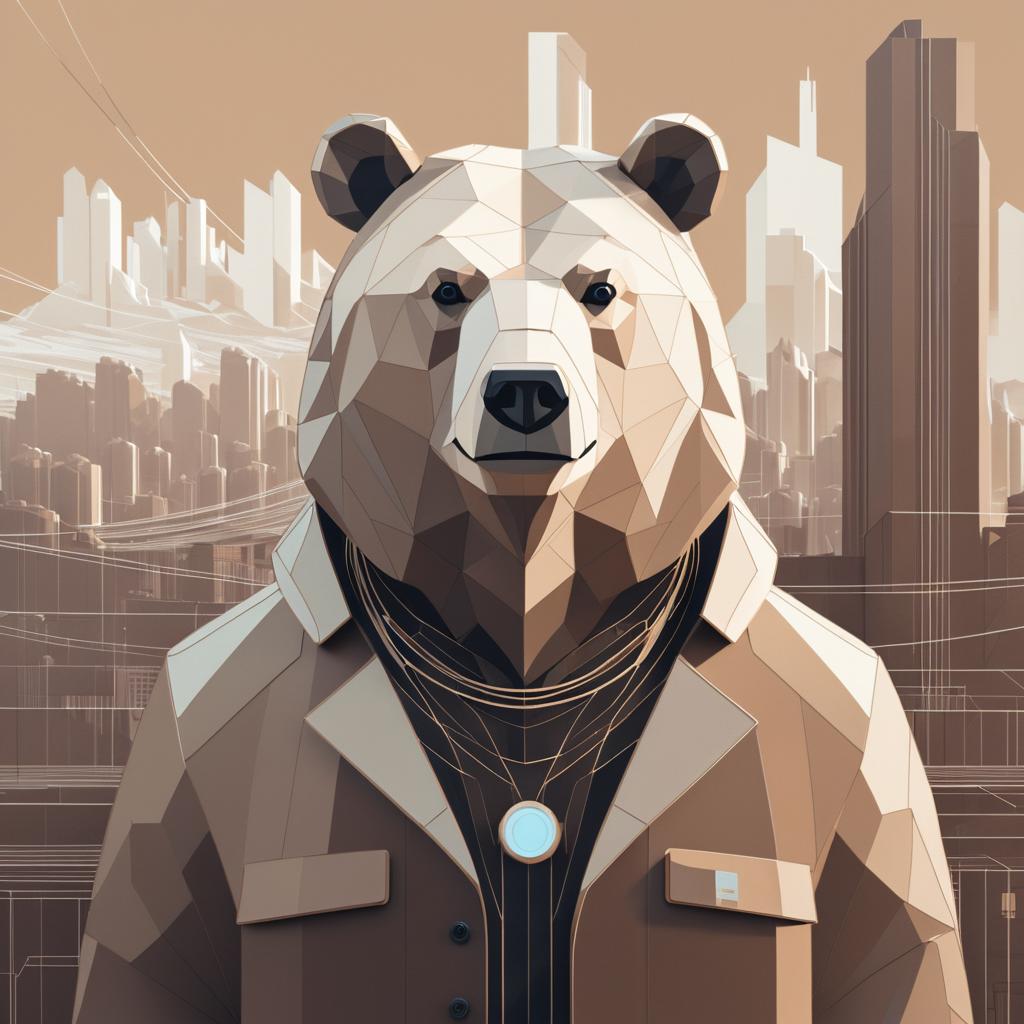 Dystopian Glacial Bear in Sepia Tones