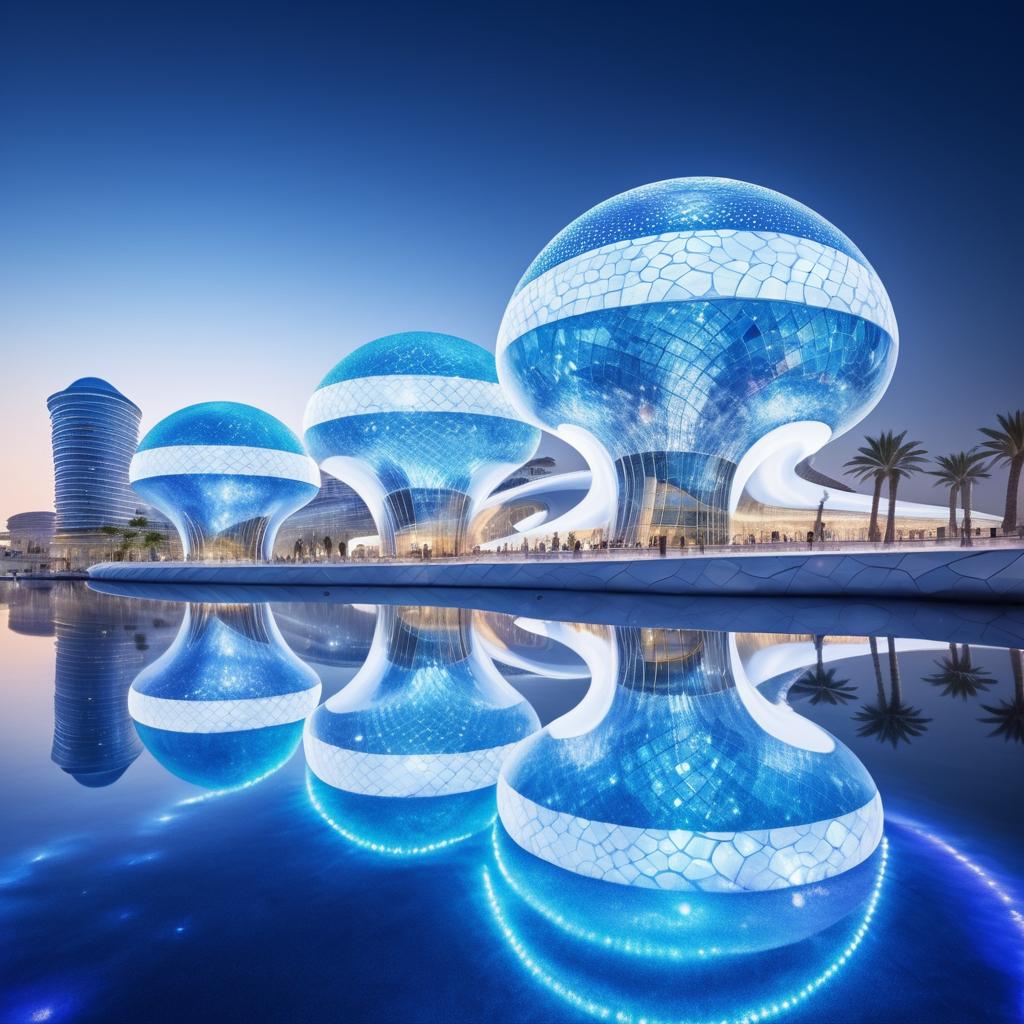 Futuristic Glass Art Center by Water