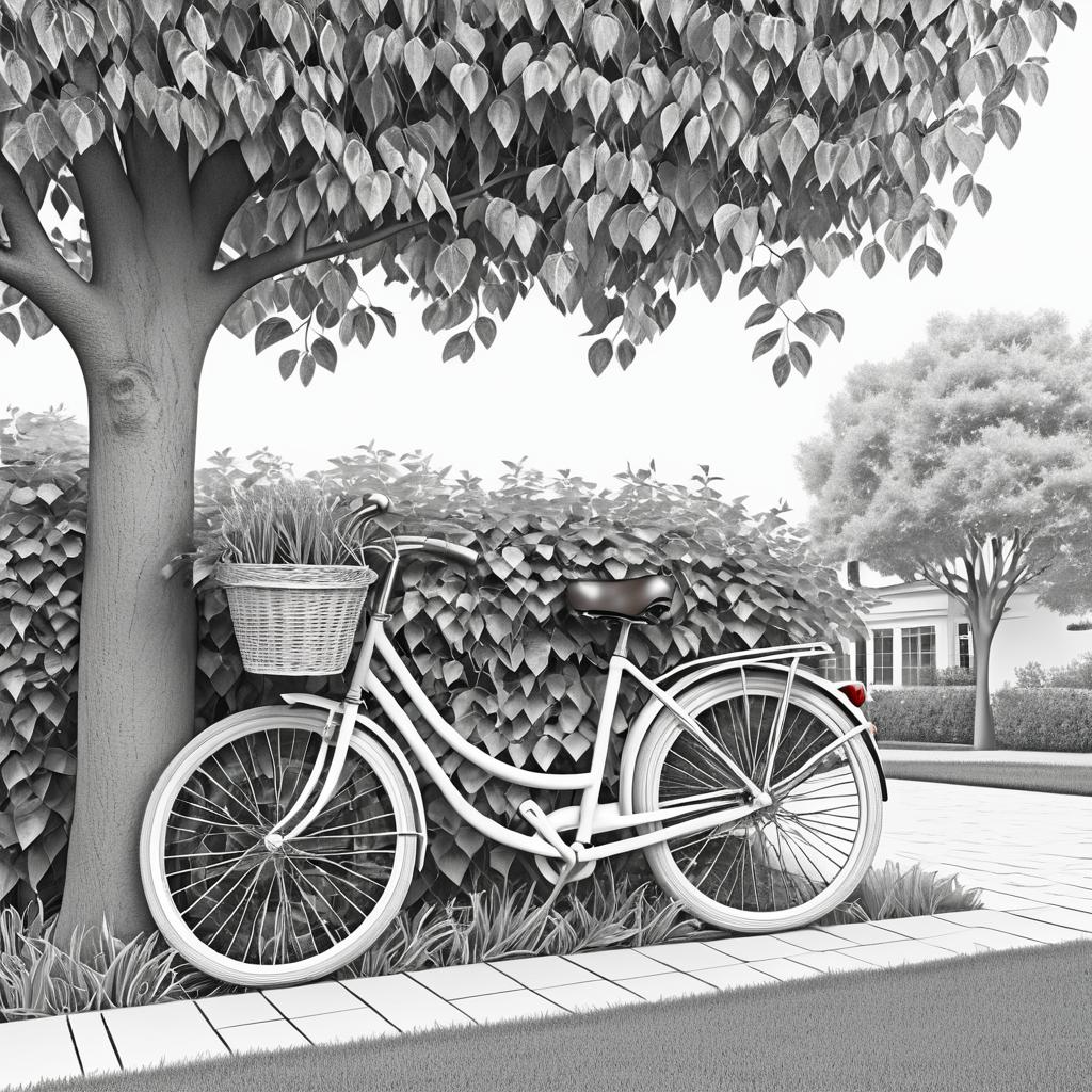 Vintage Bicycle Under a Tree Illustration