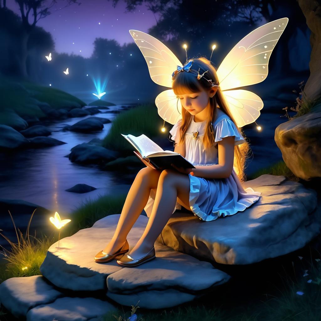 Twilight Fantasy: Girl and Glowing Butterfly