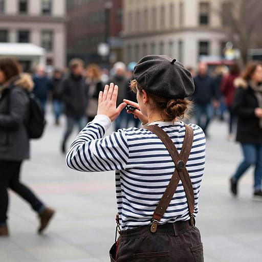 Back-Facing Street Performer in City Square