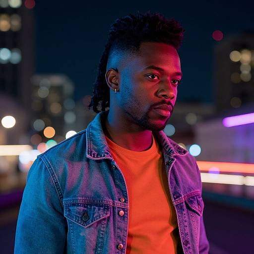 Retro 80s Black Man Mullet Style