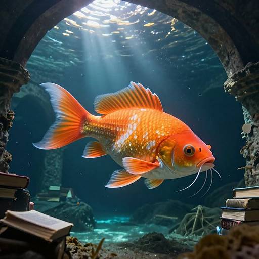 Ethereal Fish in Sunlit Cavern