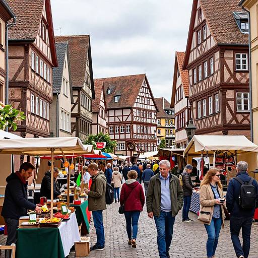 Marburg Old Town Market Scene