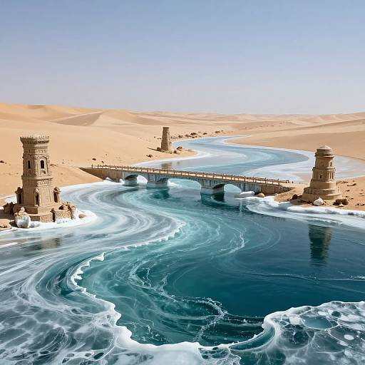 Liquid Glass Ocean Under Desert Sky