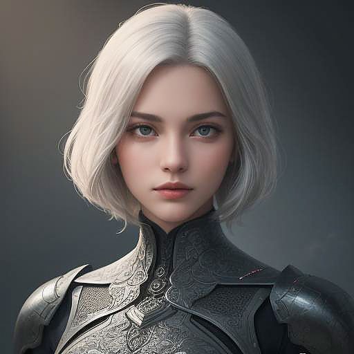 Elegant Portrait of a Robot with Silver Hair