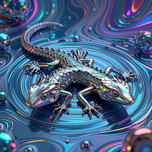 Psychedelic Shiny Metal Water Dragon
