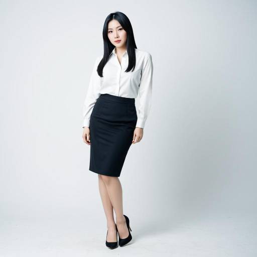 Elegant Professional Asian Woman in Pencil Skirt