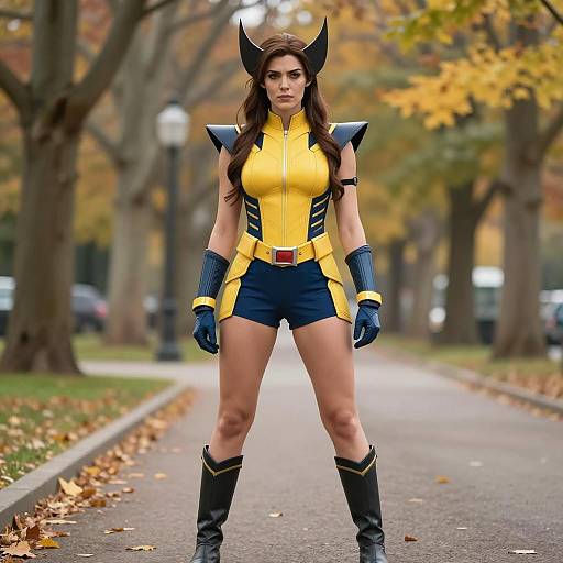 Female Wolverine Cosplay in Park