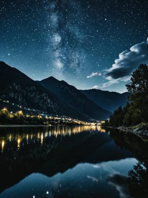 Starry Night Over Mountain Lake
