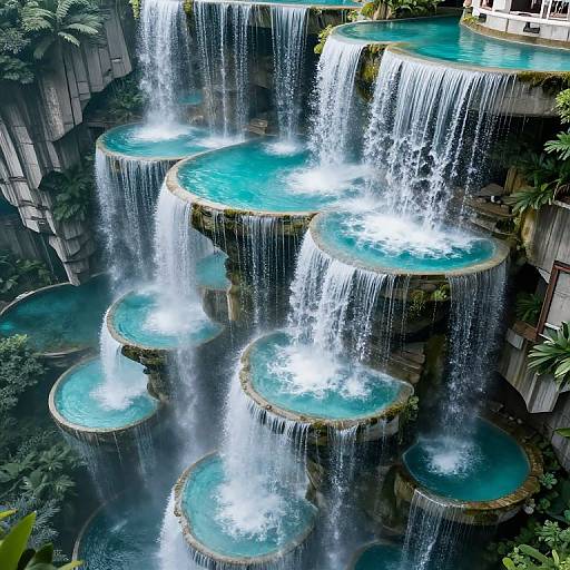 Ethereal Cascading Staircases in Cityscape