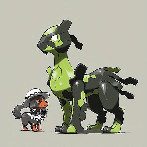 Illustration of Zygarde, pokemon in the style of Blacknirrow