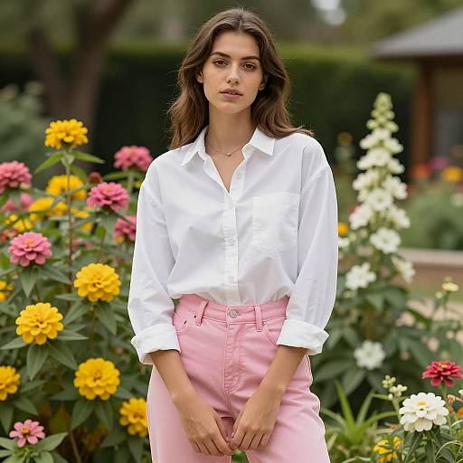 Casual Outdoor Portrait in Vibrant Garden