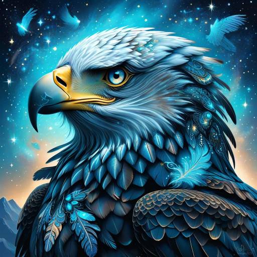 Mystical Eagle Under Starry Night Sky