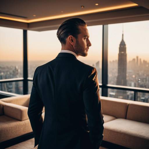 Man with Slicked Back Hair in Luxury Penthouse