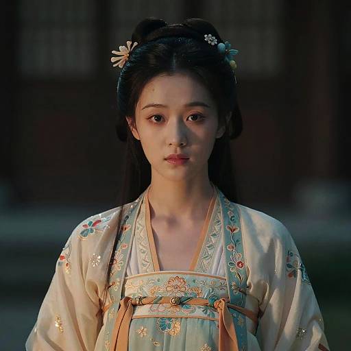 Emotional Cinematic Close-Up of Girl in Hanfu