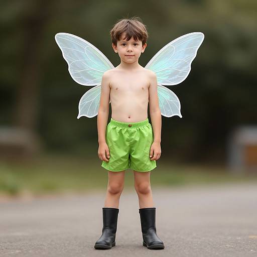 Boy in Fairy Costume with Wings