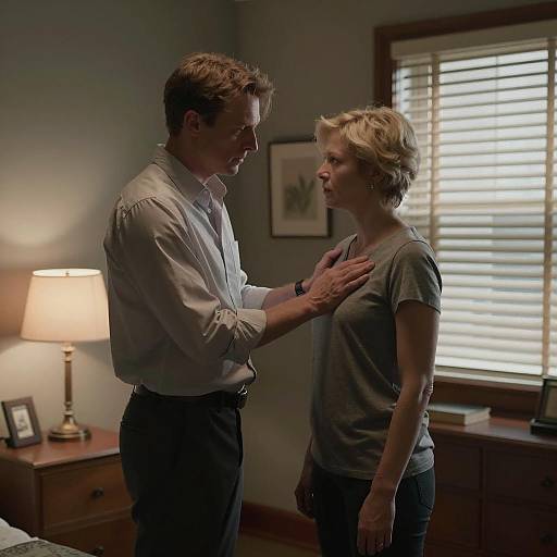 Intimate Scene in Dimly Lit Room