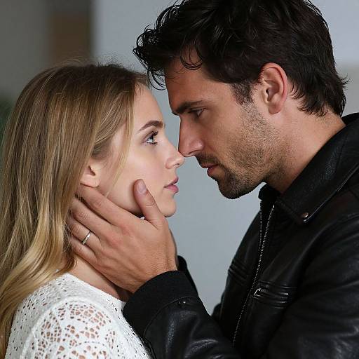 Intimate Close-Up of Romantic Couple