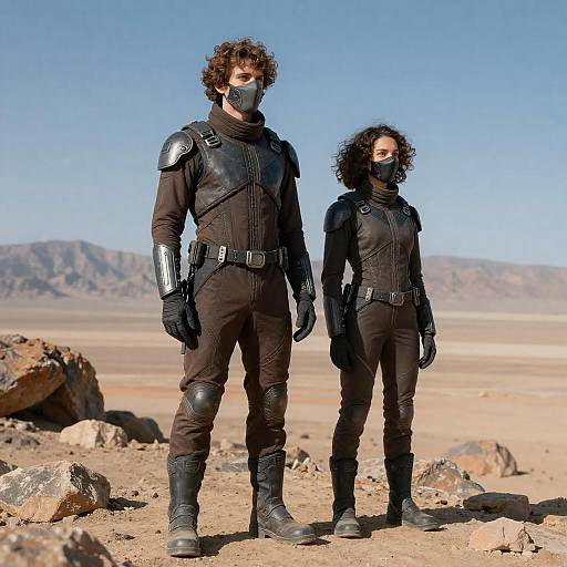 Futuristic Duo in Desert Landscape