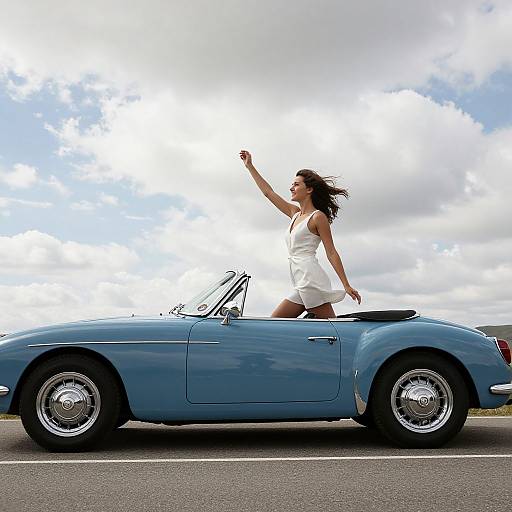 Woman Driving Convertible Embracing Freedom