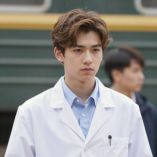 Young Man in Lab Coat Portrait