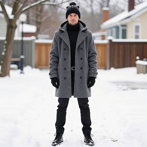 Man in Winter Coat and Hat